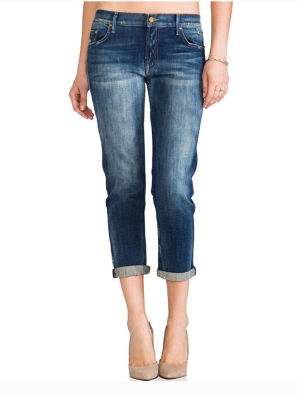 MOTHER The Drop Out Boyfriend Crop Jeans Tequila Truth Wash Size 28